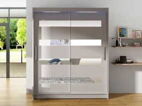 Skriňa s posuvnými dverami Presto XIII, Farby: sonoma, Osvetlenie: osvetlenie LED RGB - farebné