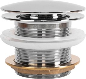 Rea Rea, univerzálna vaňová odtoková zátka typu Click-Clack 6cm, bez prepadu, chrómová, REA-W2013