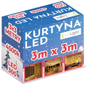 Tutumi, LED záves 300 diód 3x3m GL2001, teplé biele svetlo, CHR-00316