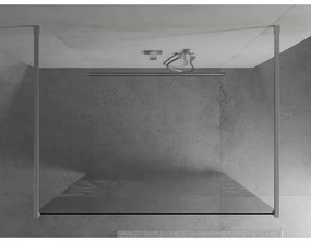 Mexen Kioto, priechodná sprchová zástena 100 x 200 cm, 8mm sklo číre/biely vzor, 2x chrómová stabilizačná rozpera, 800-100-002-01-85