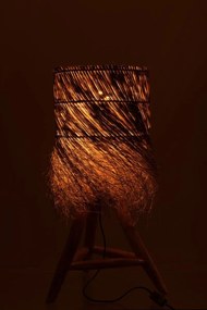 Stolová lampa z teakového dreva a tienidlom z trávy Rafi grass - Ø 48*66 cm/ E27/ 70W
