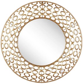Okrúhle oceľové nástenné zrkadlo ⌀ 80 cm zlaté BOURDON Beliani