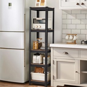 Regál s 5 policami, nastaviteľný, nosnosť 400 kg, rustikálny hnedý