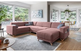 Ružová rozkladacia/s úložným priestorom rohová pohovka (ľavý roh/do tvaru "U") Classy Sophie – Miuform