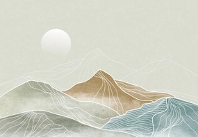Fototapeta - Hory s líniami, grafika (147x102 cm)