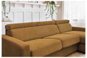 Menčestrová rozkladacia rohová pohovka v horčicovej farbe (variabilná) Monaco – Bobochic Paris