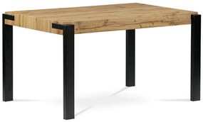 Autronic -  Jedálenský stôl HT-725 OAK, 140x88x76, MDF divoký dub, kov čierny mat