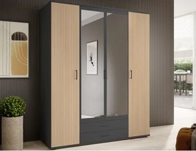 Šatníková skriňa Laurie, 159 cm, grafit/dub%