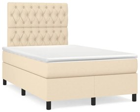 Boxspring posteľ s matracom a LED krémová 120x190 cm látka 3270223