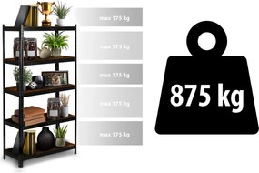 Kovový úložný regál 180 x 90 x 40 cm Humberg HR-852 čierny