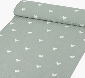 Goldea bavlnený krep - srdiečka na šalviovo zelenom 160 cm
