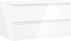 Mexen Orio, kúpeľňová skrinka 90 cm s hornou časťou, 2 zásuvky, biela lesklá, 91A10-09047-2-BFFC00