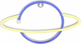 LED Neónová nástenná dekorácia PLANET LED/3W/3xAA USB modrá/žltá