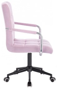 LuxuryForm DESIGN Stolička VERONA VELUR na čiernej podstave s kolieskami - levanduľa