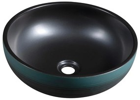Čierne/tyrkysové keramické okrúhle umývadlo ø 41 cm Priori – Sapho