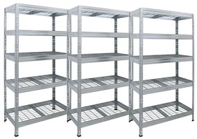 3x RIVET regál s drôtenou policou,180x150x60cm, 4 police, 400 kg na policu, zinok