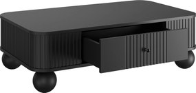 Čierny konferenčný stolík Vesper 103x60 cm so zásuvkou - čierne úchyty / guľové nohy