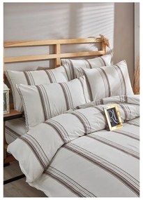 Hnedo-béžové bavlnené predĺžené obliečky na dvojlôžko 200x220 cm – Mila Home