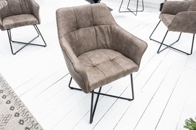 Luxusná jedálenská stolička s lakťovými opierkami Loft sivohnedá vintage
