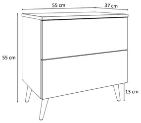 NOČNÝ STOLÍK MARION 2 KAŠMÍR ZLATÉ NOŽIČKY ÚCHYTKY