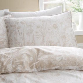 Béžové flanelové obliečky na jednolôžko 135x200 cm Floral Toile – Bianca