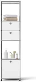 Kovový regál »CN3 Slim Line« s 2 pohyblivými zásuvkami a 1 pohyblivými výklopnými dvierkami, biely