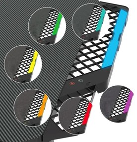Herný stôl FALCON s LED RGB podsvietením 156x60 cm čierna