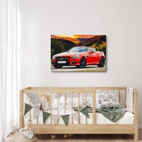Obraz - červený Mercedes (90x60 cm)