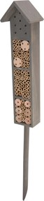 Zapichovací domček pre hmyz Bugs 2, 12x78x8,5 cm, borovicové drevo, sivá