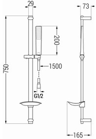 Mexen sprchový set DB72, chróm, 785724584-00