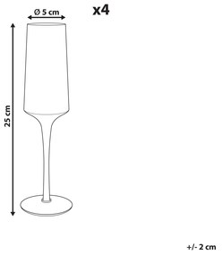 Sada 4 úzkych pohárov na šampanské 220 ml ružová AMETHYST Beliani