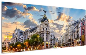 Obraz - Calle Gran Vía, Madrid, Španielsko (120x50 cm)