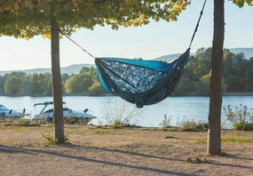 La Siesta COLIBRI 3.0 CAMO DOUBLE - cestovná hojdacia sieť s jednoduchým závesným systémom, 100% polyamid / laná: 100% polyester / hák: letecký hliník