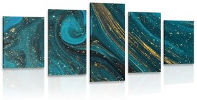 5-dielny obraz smaragdová abstrakcia - 200x100
