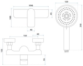 Rea Dart, sprchová batéria s ručnou sprchovou súpravou, zlatá lesklá, REA-B5653