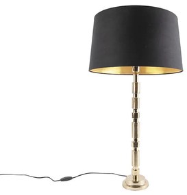 Stolová lampa v štýle art deco zlatá s bavlneným tienidlom čierna 45 cm - Torre