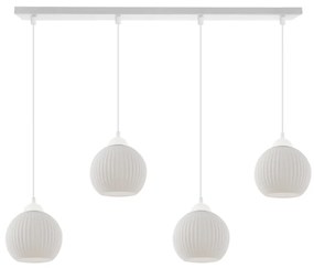 Závesné svietidlo Riffle Round, 4x biele sklenené tienidlo, w