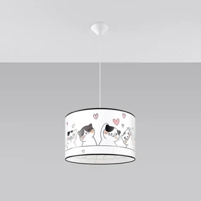Detské závesné svietidlo Cat, 1x plastové tienidlo so vzorom, (fi 40cm)