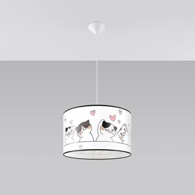 Detské závesné svietidlo Cat, 1x plastové tienidlo so vzorom, (fi 40cm)