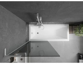 Mexen Next L, 1-krídlová vaňová zástena 80 x 150 cm, 6mm šedé sklo, biely profil, 895-080-000-03-40-20