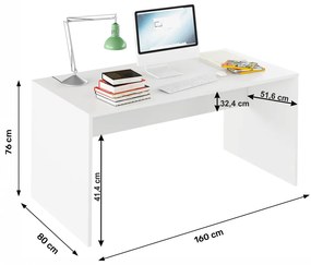 Kondela Písací stôl, biela, RIOMA TYP 16