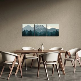 Obraz - Hory pohľadom grafika (s hodinami) (90x30 cm)