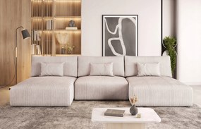 Módny krémový rohovník Modulo U v tkanine, ideálny do obývačky