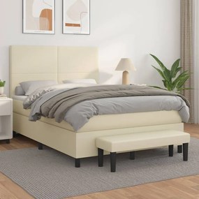 Boxspring posteľ s matracom krémová 140x200 cm umelá koža 3137547