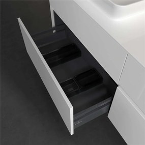 VILLEROY &amp; BOCH Collaro závesná skrinka pod umývadlo na dosku (umývadlo vľavo), 4 zásuvky, s LED osvetlením, 1600 x 500 x 548 mm, Glossy White, C121B0DH