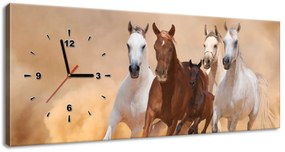 Gario Obraz s hodinami Cválajúce kone Rozmery: 100 x 40 cm