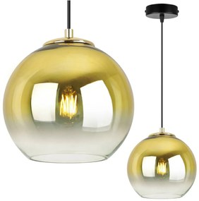 Závesné svietidlo Bergen Gold, 1x zlaté/transparentné sklenené tienidlo (fi 20cm)