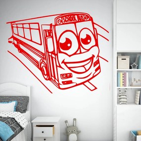 Veselá Stena Samolepka School bus Farba: červená, Veľkosť: 40 x 32 cm