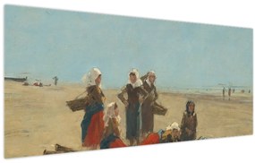 Obraz - Eugène Boudin, Women on the Beach at Berck, reprodukcia (120x50 cm)