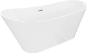 Mexen Dora, voľne stojaca vaňa 150 x 75 cm, biela, prepad brúsený nikel, 52071507500-97
